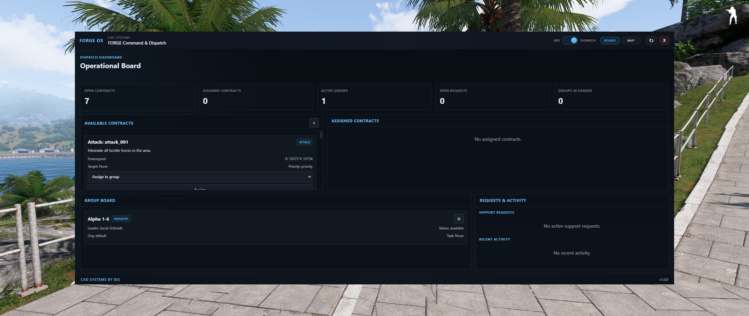 CAD dispatch board
