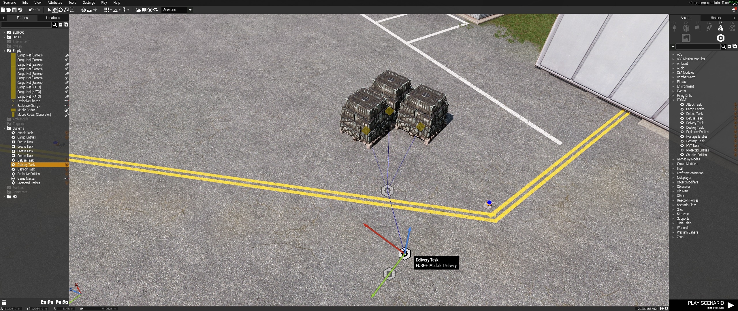 Delivery task module placement