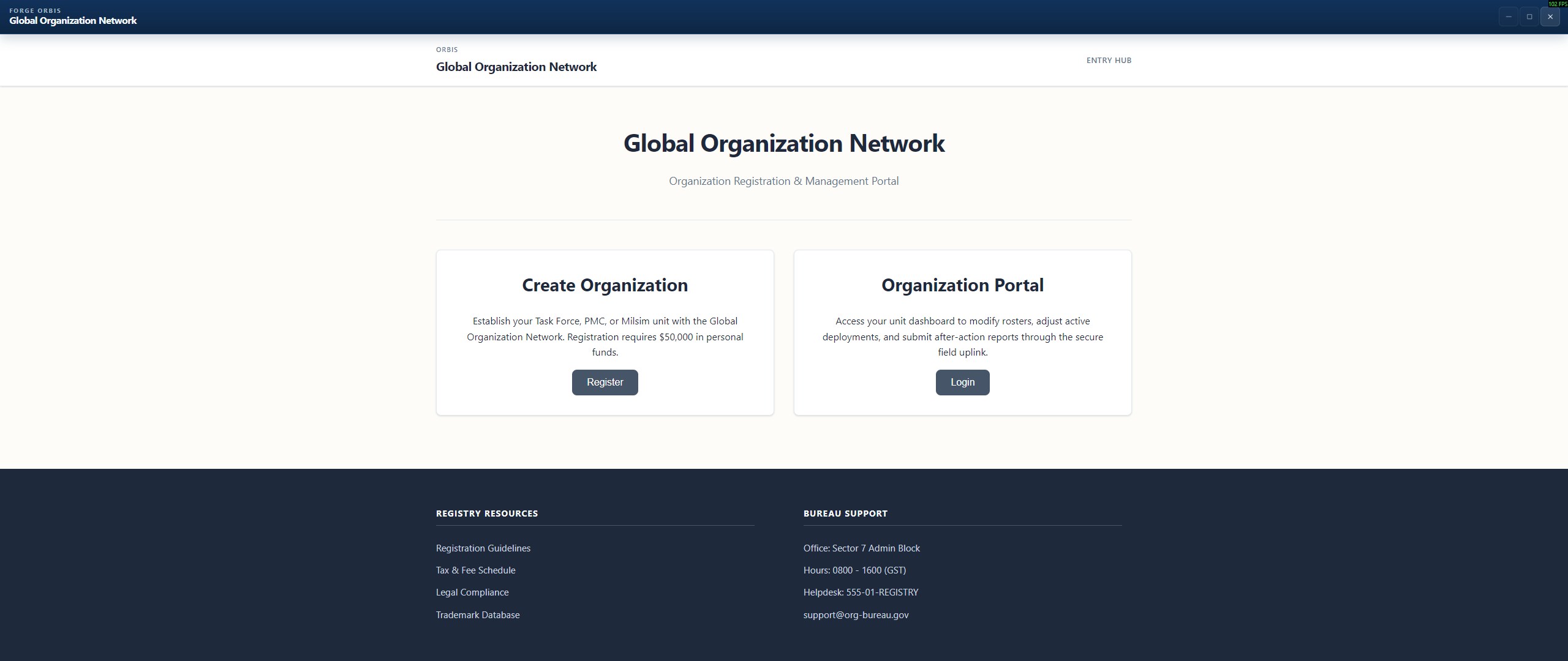 Organization home screen