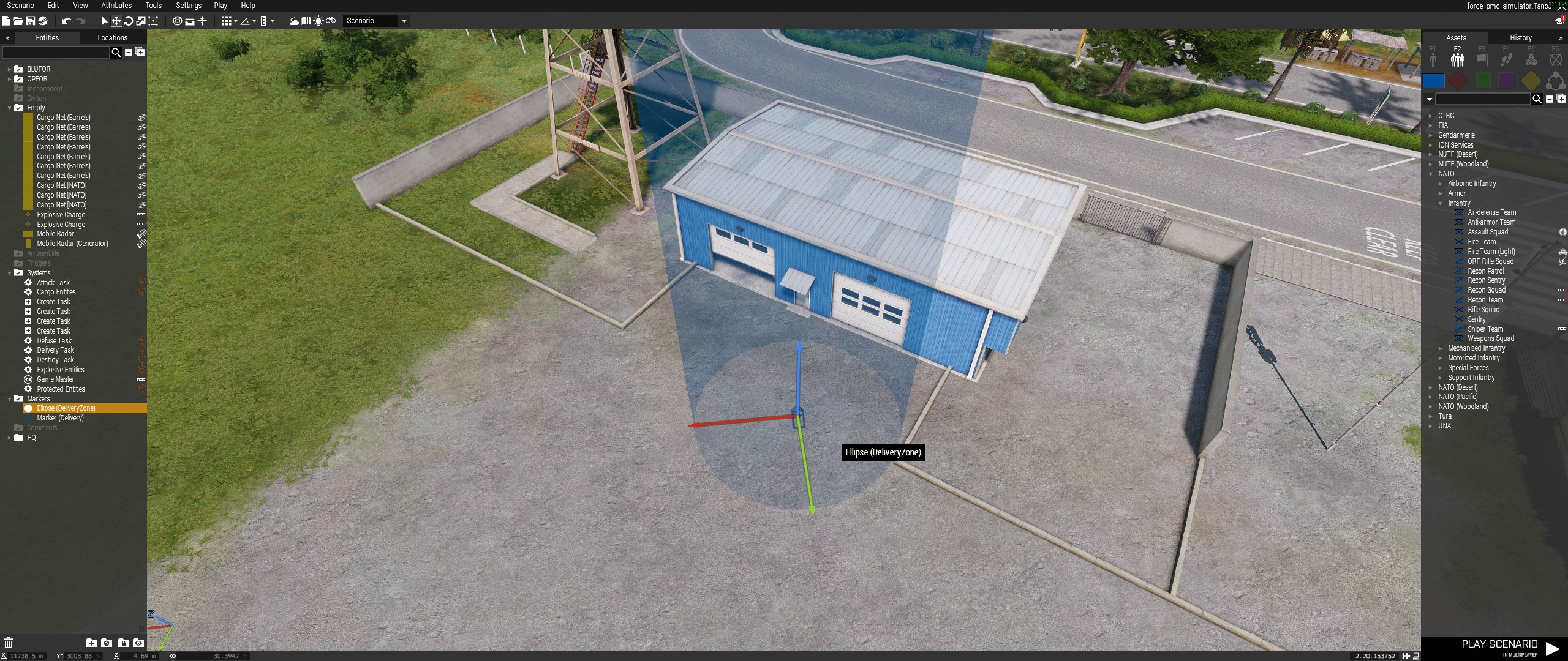 Delivery area marker placement