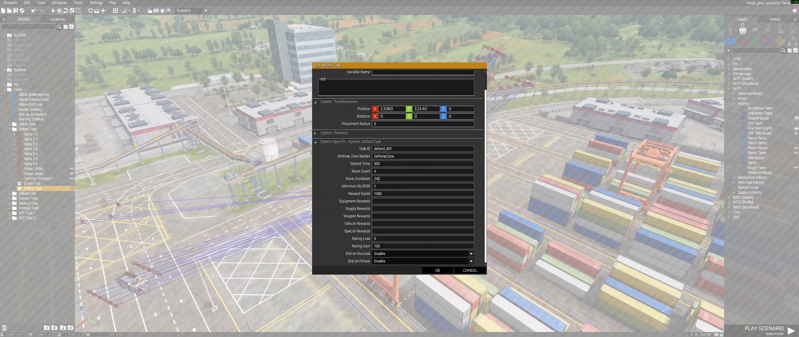 Defend task module parameters